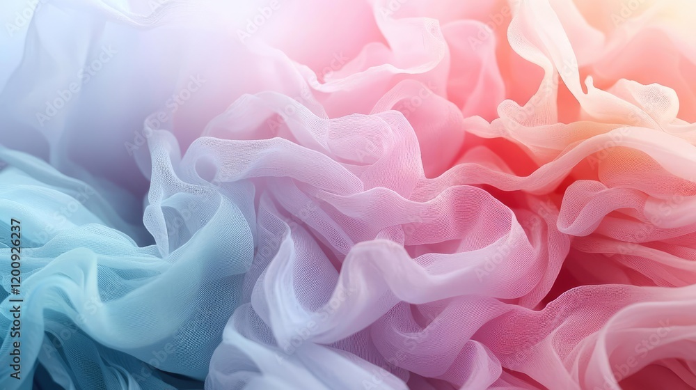 Fototapeta premium Ethereal watercolor concept. Soft, colorful fabric texture in gentle waves, perfect for backgrounds and design.