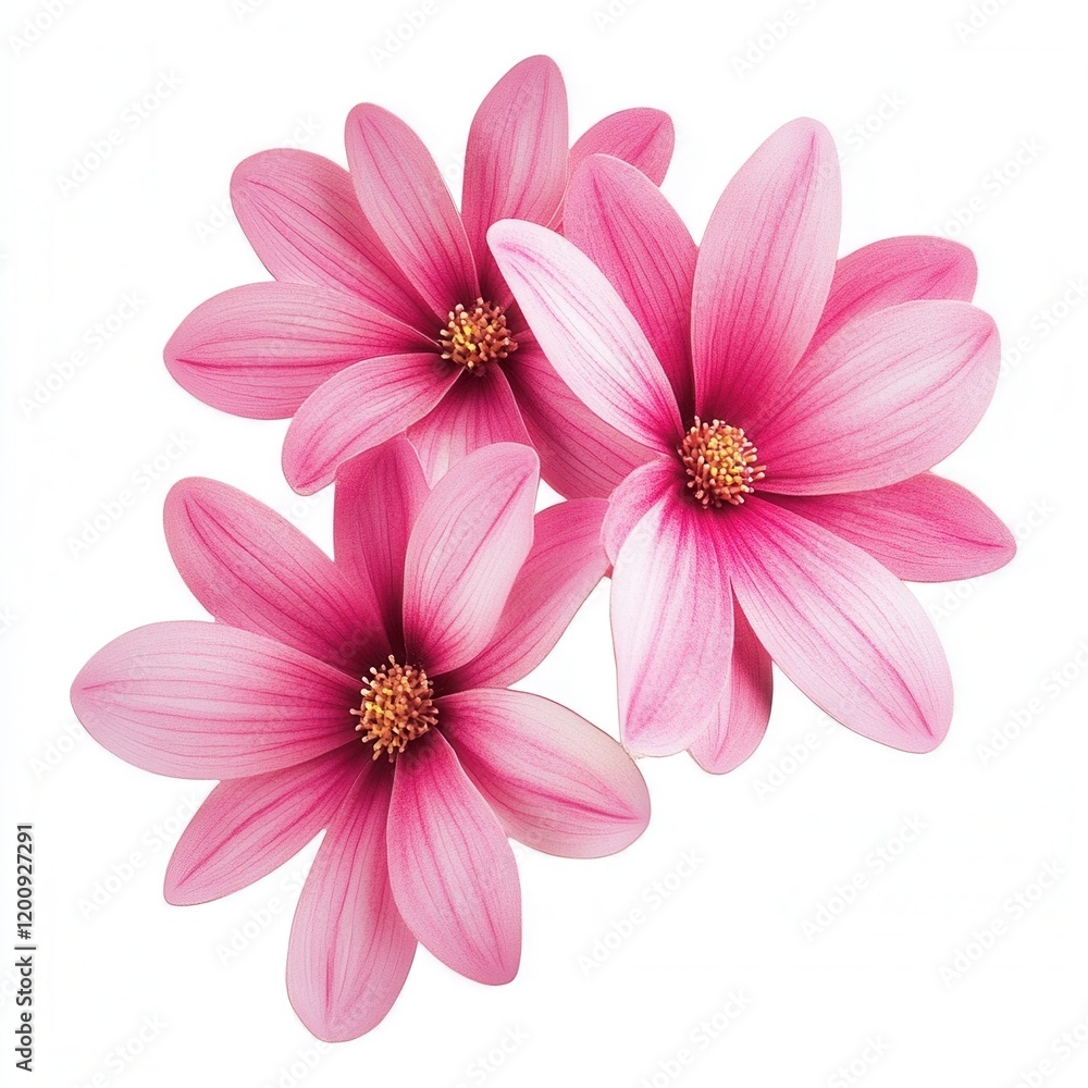 Pink flowers, white background, design element (6) Pink flowers, white background, design element (6)