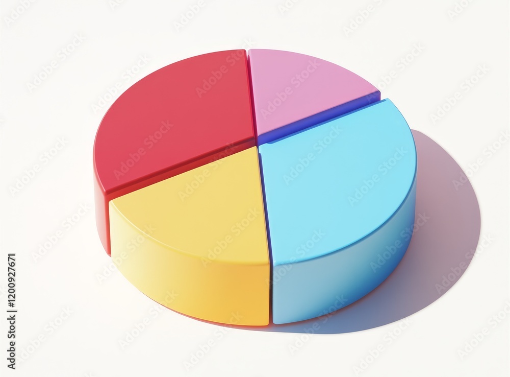 3D pie chart with four colorful sections.