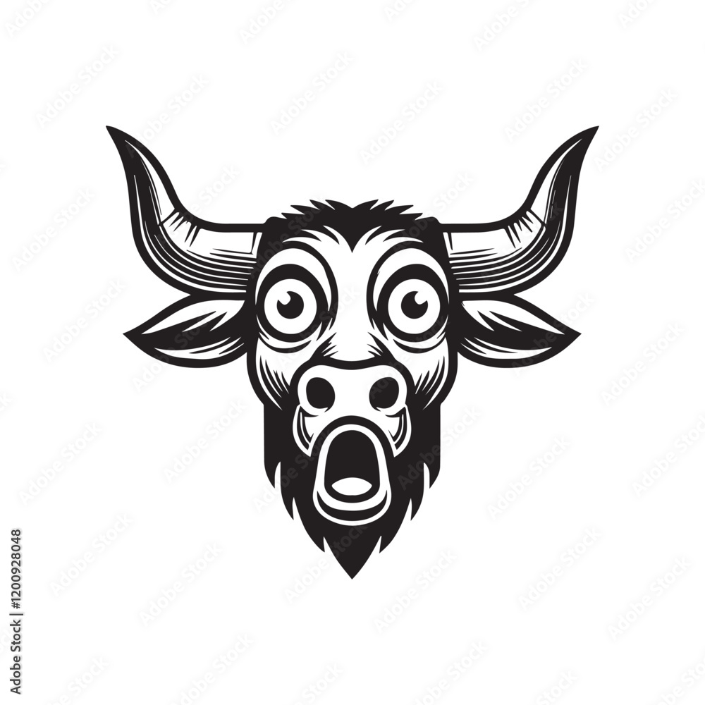 Fototapeta premium Western Texas Longhorn Head Vector Illustration 