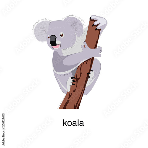 Canvas Print Koala bear on a tree. Vector illustration
