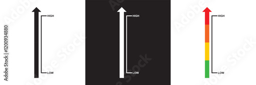 Risk meter from low to high level. isolated on white and black background. vector illustration. EPS 10
