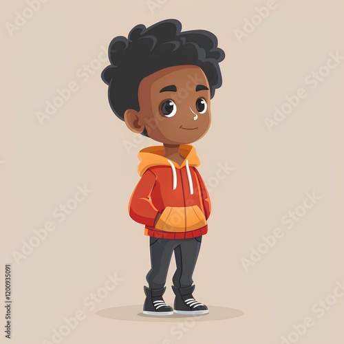 A cartoon character of a boy in a hoodie
