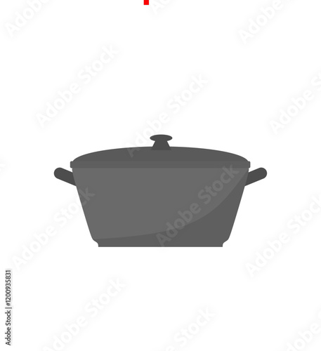 cooking pot flat design vector illustration. kitchenware pot dinner dish