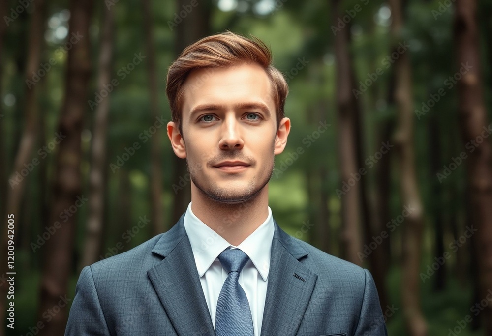 Male portrait in business attire in a forest setting Male portrait in business attire in a forest setting