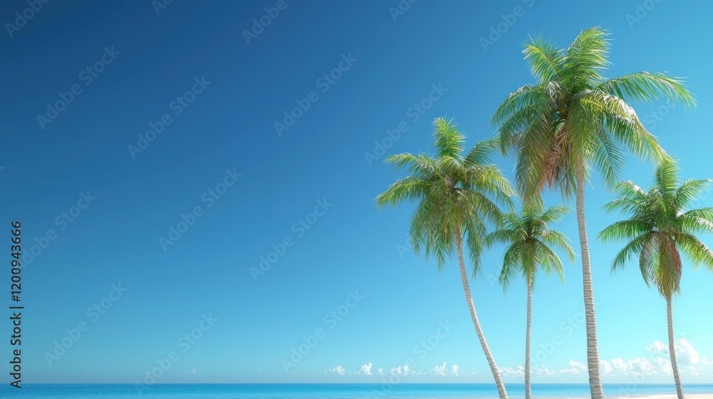 Fototapeta premium Tropical Beach with Palm Trees
