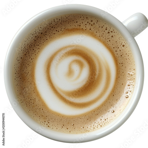 Obraz na płótnie Artful coffee latte swirl creation, cozy , beverage photography, warm indoor setting, top-down view, serene atmosphere w salonie