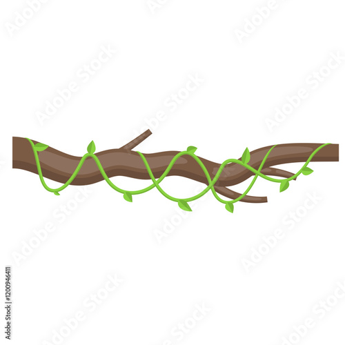 Illustration of a Twisted Vine on a Branch