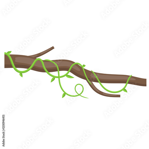 Illustration of a Twisted Vine on a Branch