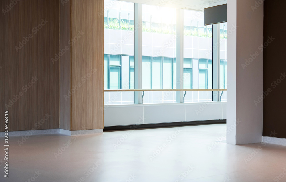 Fototapeta premium Office building corridor with railing