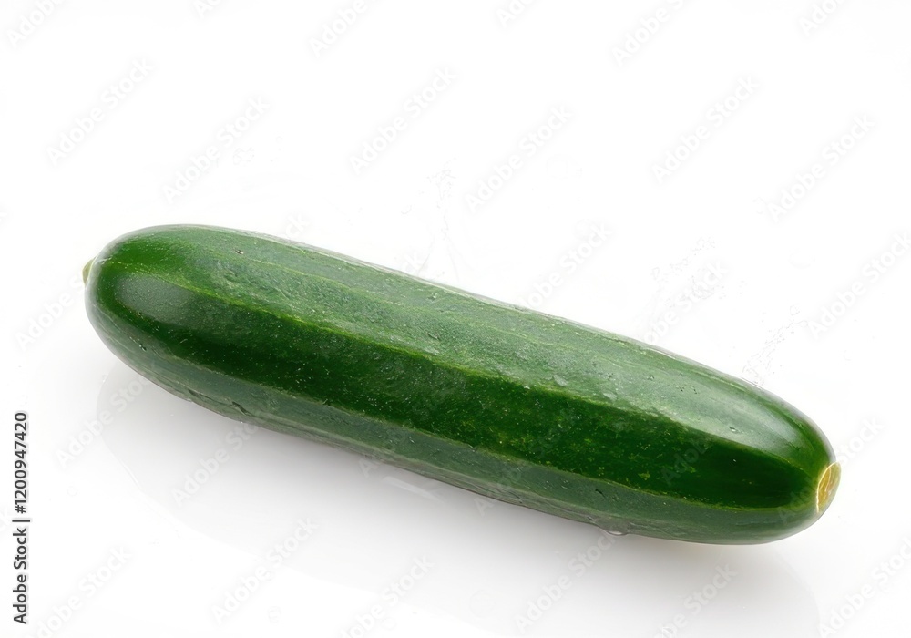 A Single Fresh Green Cucumber on White Background A Single Fresh Green Cucumber on White Background