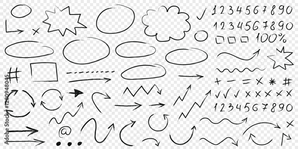 Arrow circles and abstract doodle icon in hand drawn style. Number vector illustration on isolated background. Letters, arrows sign business concept. Arrow circles and abstract doodle icon in hand drawn style. Number vector illustration on isolated background. Letters, arrows sign business concept.