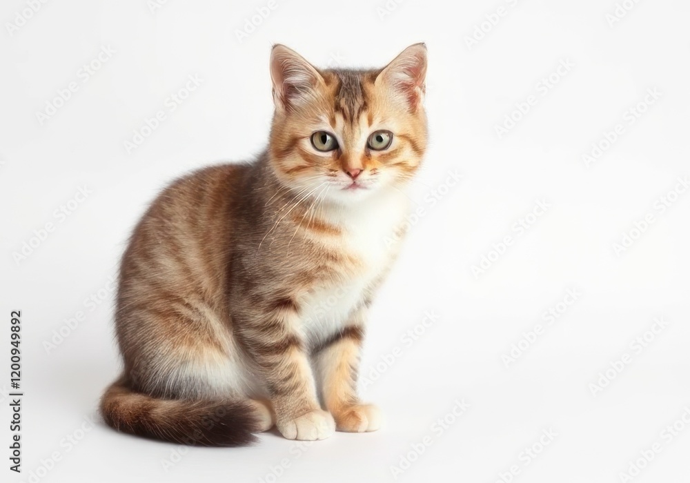 Adorable Kitten Posing Against White Background Adorable Kitten Posing Against White Background