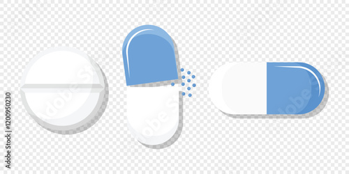 Pills capsules icon in flat style. Medical tablet vector illustration on isolated background. Healthcare drug sign business concept.