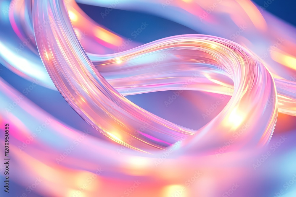 Abstract flowing lines intertwining seamlessly, glowing softly with vibrant hues