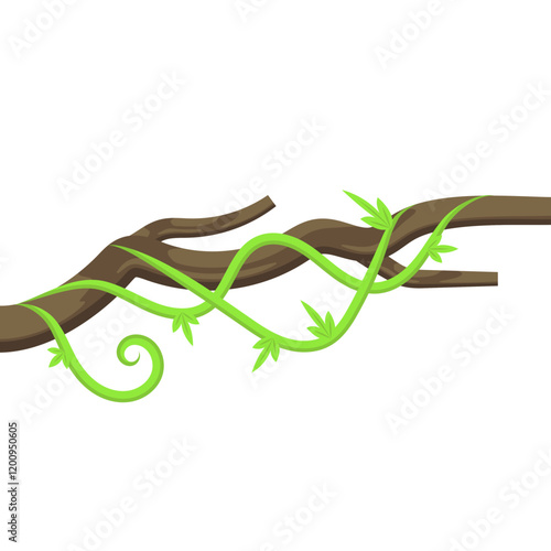 Illustration of Green Vines on a Branch