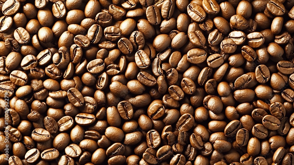 Fototapeta premium Textured Coffee Beans Close Up Aroma Rich Brown Roasted Fresh Coffee Background : Generative AI