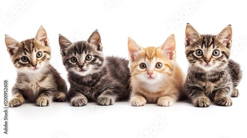 Funny domestic cats and kittens isolated on white. Vector version also available photo