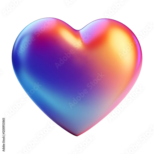 Colorful 3d heart shape icon isolated on a transparent background
