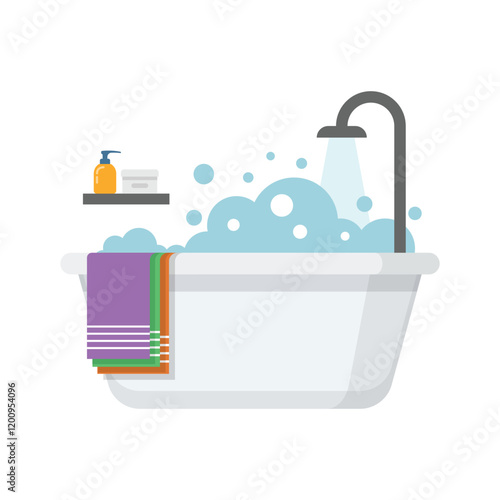 Bath icon in flat style. Bathroom vector illustration on isolated background. Bathtub sign business concept.