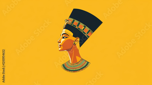 Nefertiti isolated outline vector icon. Ancient Egyptian queen and Great Royal Wife of Akhenaten Pharaoh monochrome symbol photo