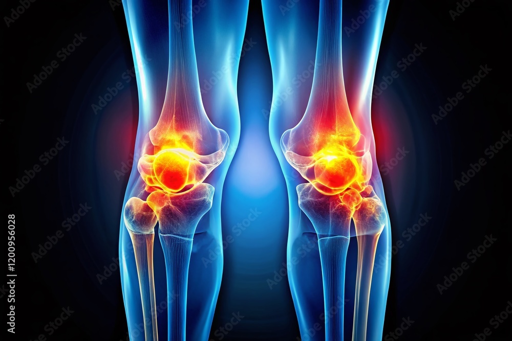 Aerial X-Ray View of Two Knees: Medical Imaging Stock Photo Aerial X-Ray View of Two Knees: Medical Imaging Stock Photo