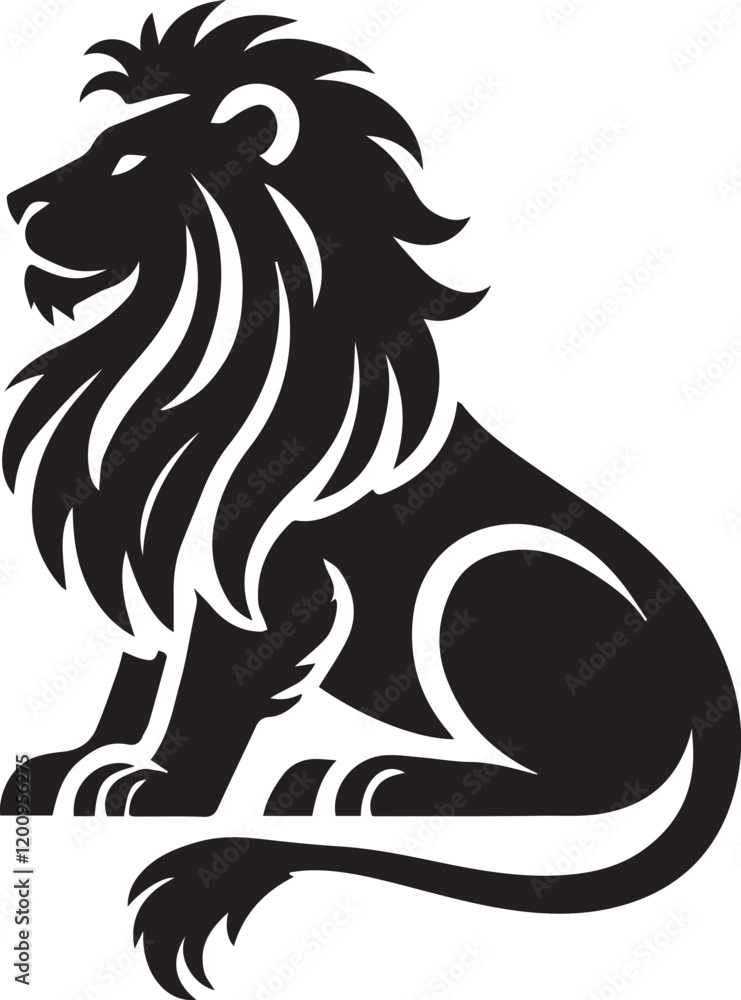 Fototapeta premium Lion vector illustration in black and white
