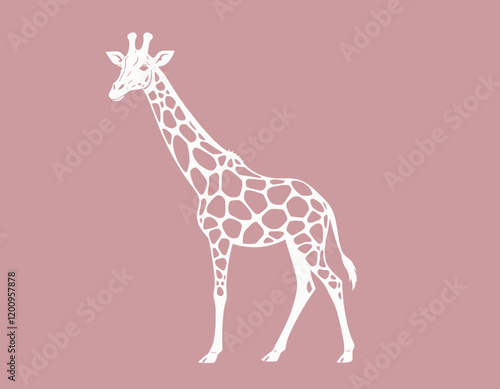 Giraffe outline illustration black and white photo