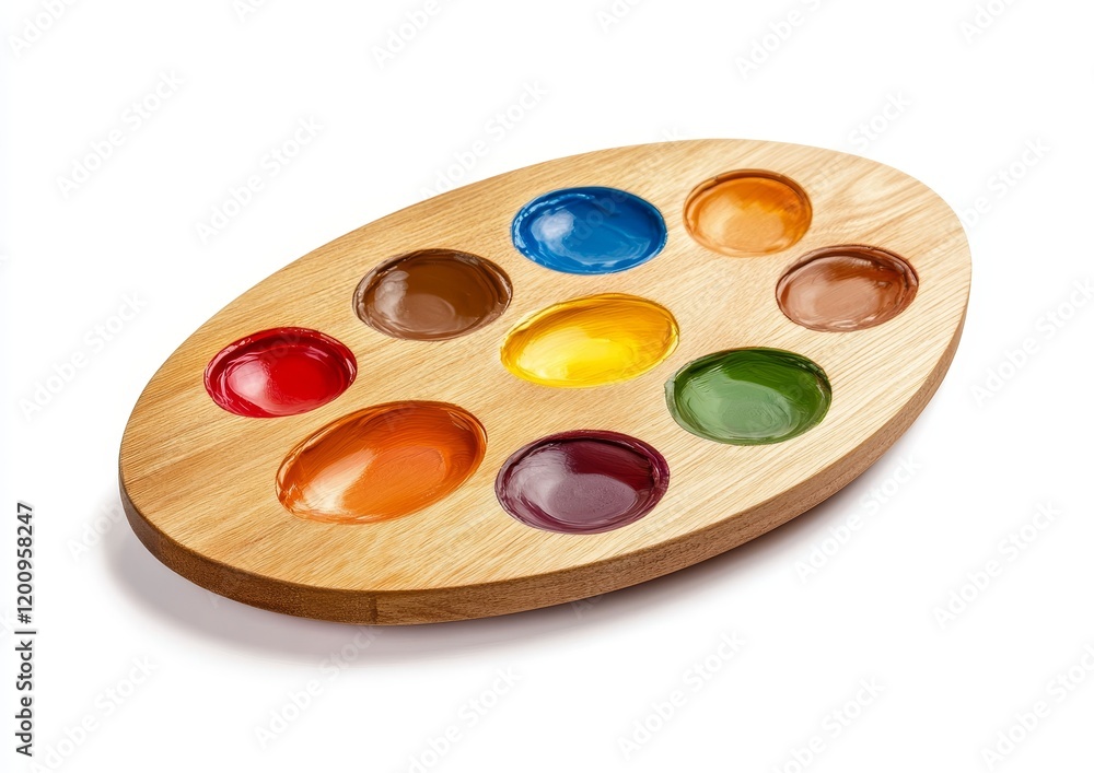 Wooden palette with colorful paint wells. (1) Wooden palette with colorful paint wells. (1)