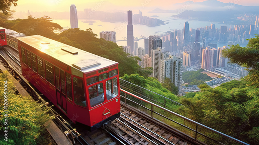 Obraz premium Hong Kong Peak Tram: Breathtaking City Views