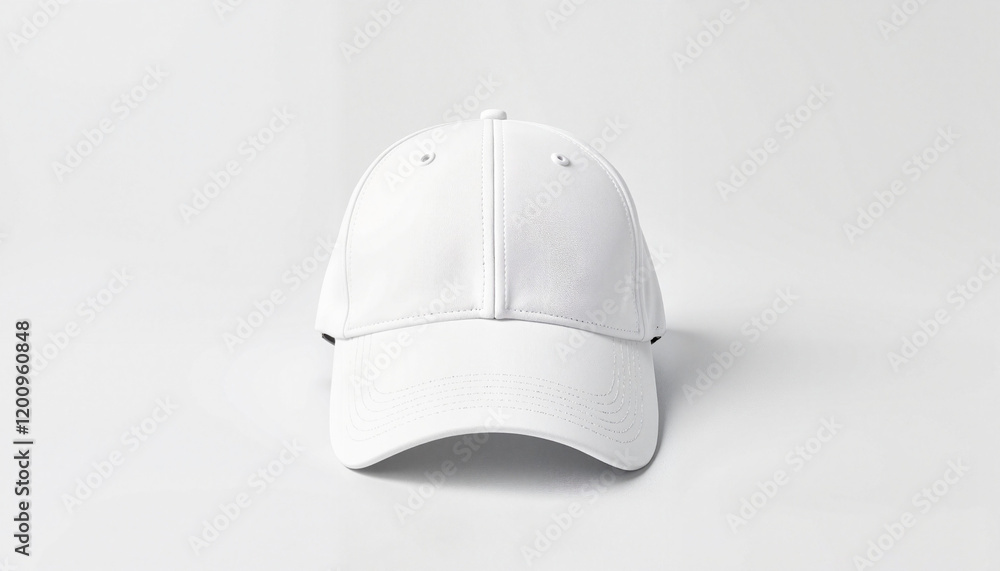 Detailed White Baseball Cap in Clean Studio Light with Copy Space