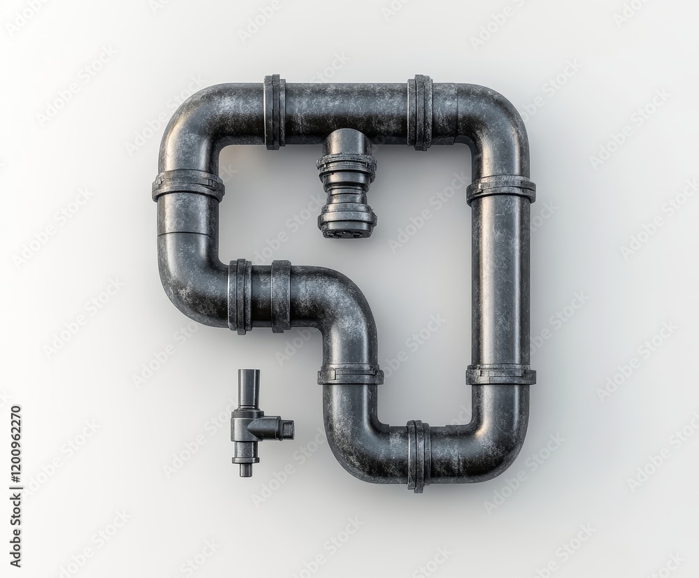 Metal pipes forming a question mark shape on white background. Metal pipes forming a question mark shape on white background.