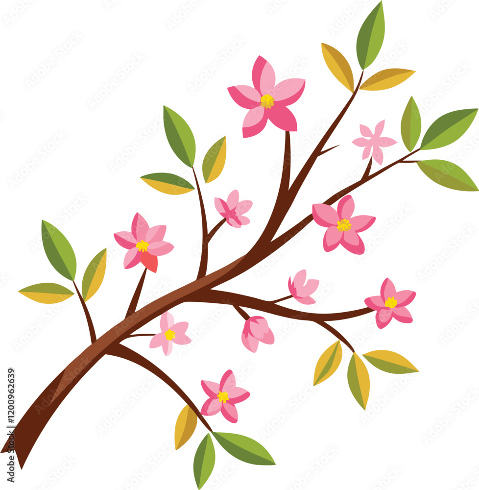 pink flower branch on white background pink flower branch on white background