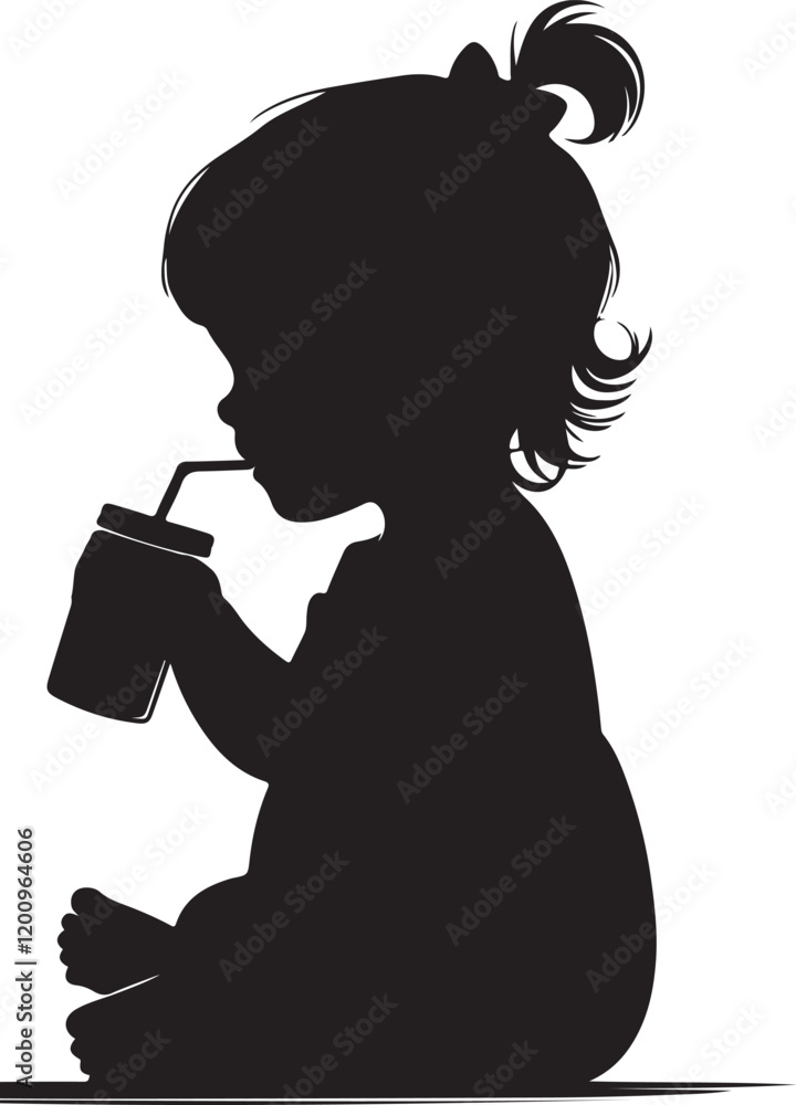 silhouette of a child drinking juice silhouette of a child drinking juice