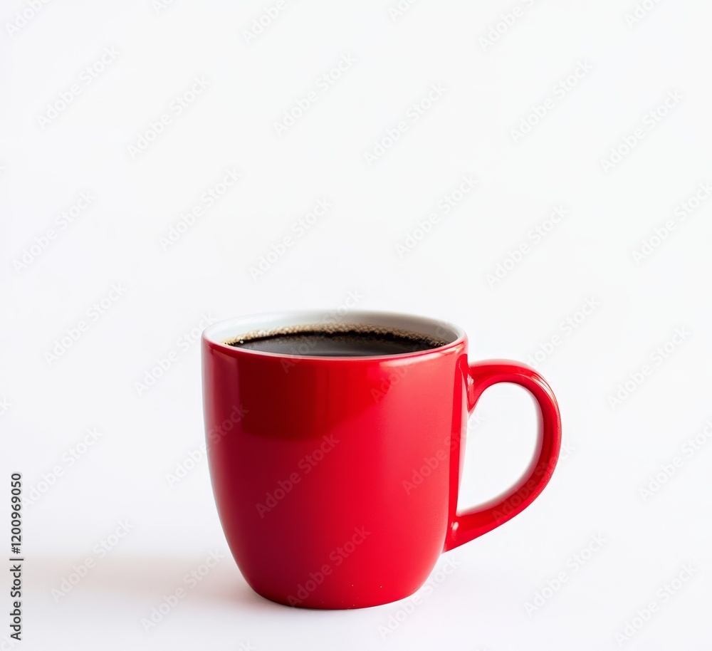 Red cup of black coffee on white background. Red cup of black coffee on white background.
