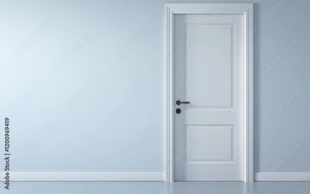 A sleek white interior door with simple, modern handles, set against a light background A sleek white interior door with simple, modern handles, set against a light background