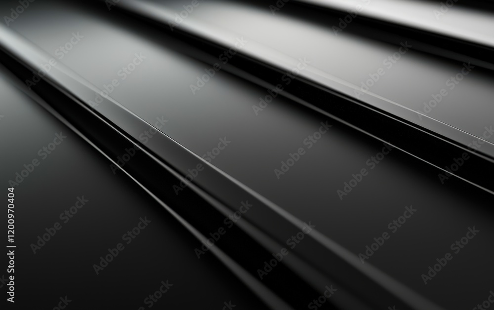 A close-up shot of a black metal roof with sleek lines and a minimalistic design A close-up shot of a black metal roof with sleek lines and a minimalistic design