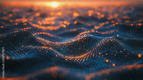 Abstract digital background electromagnetic wave background Innovation digital wave background information technology background The background is the background. gradient wave digital wave banner