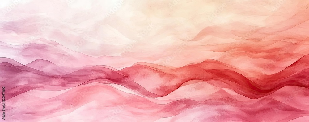 Fototapeta premium Playful watercolor concept. Abstract wave pattern in soft red and pink hues for creative design projects.