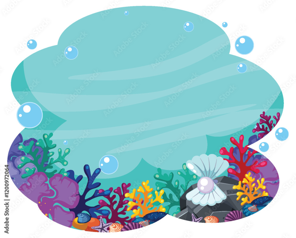 Naklejka premium Colorful Underwater Sea Life Illustration
