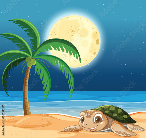 Turtle's Nighttime Beach Adventure