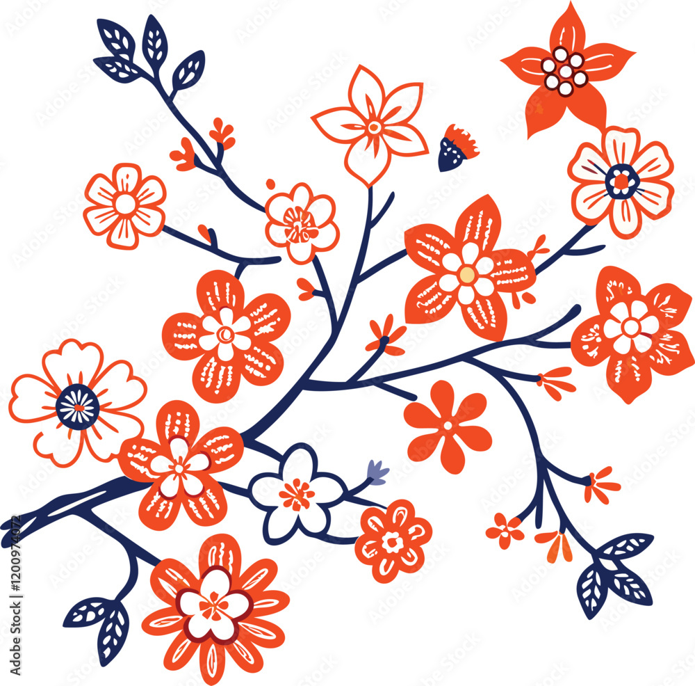 Fototapeta premium spring flowers and branches. vector illustration