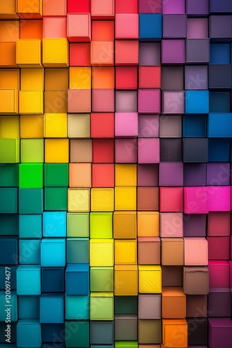 Color chart of squares in various colors, arranged neatly to create an abstract background. 
