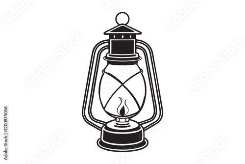 A black and white illustration of an old-fashioned lantern6.eps
