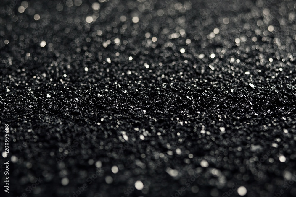 Black background with small particles of sand or dust for a design template, print, and texture Black background with small particles of sand or dust for a design template, print, and texture