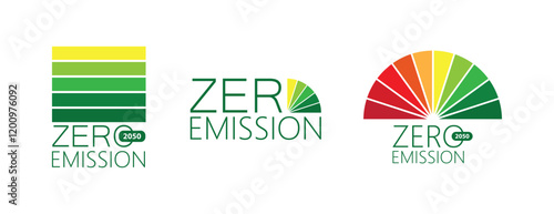 zero emission sign on white background	