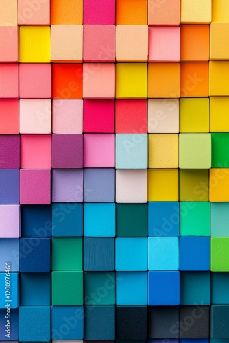 Color chart of squares in various colors, arranged neatly to create an abstract background. 