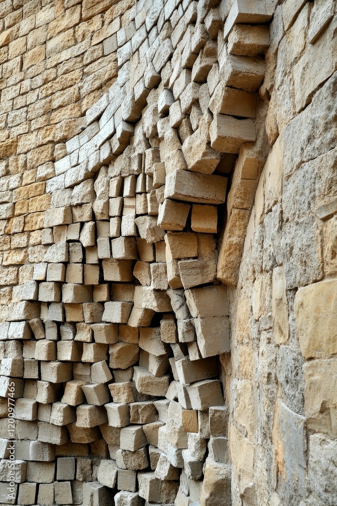 Stone wall blocks, disarrayed, contrasting textures. Stone wall blocks, disarrayed, contrasting textures.