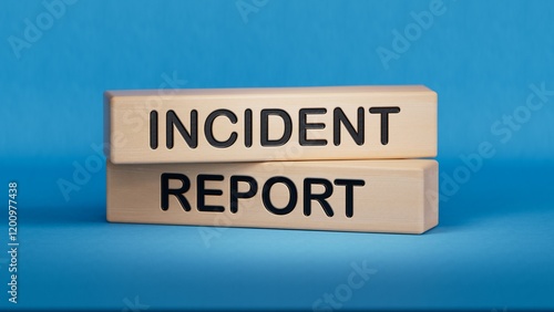 Incident Report symbol. Concept word Incident Report on wooden blocks.Business and Incident Report concept. Copy space.3D rendering on blue background.