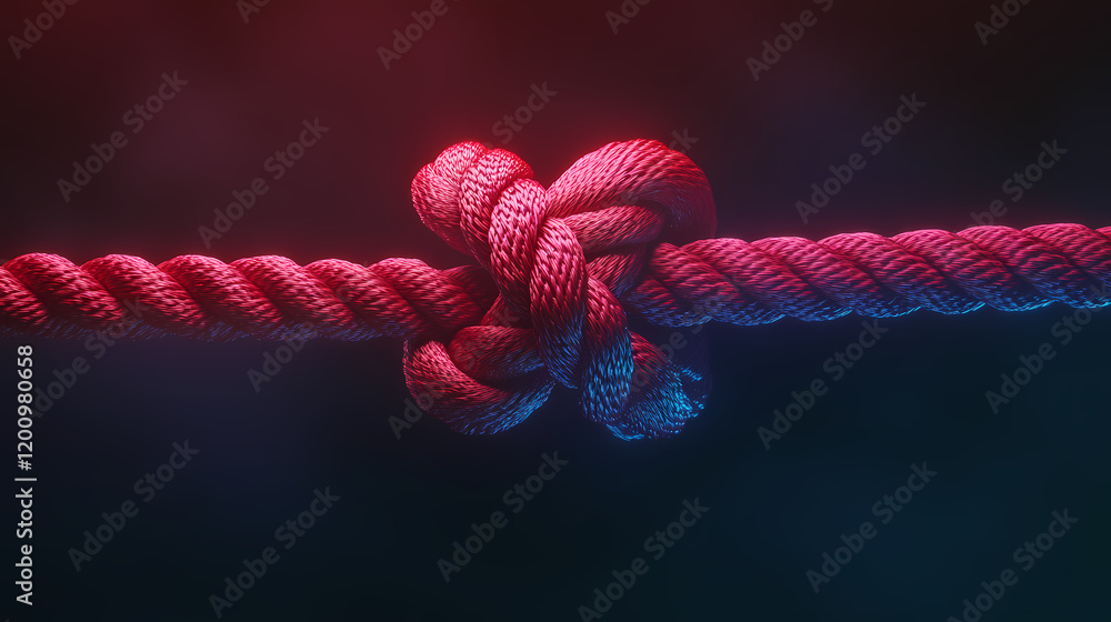 Symbol of strength in red and blue knot Symbol of strength in red and blue knot